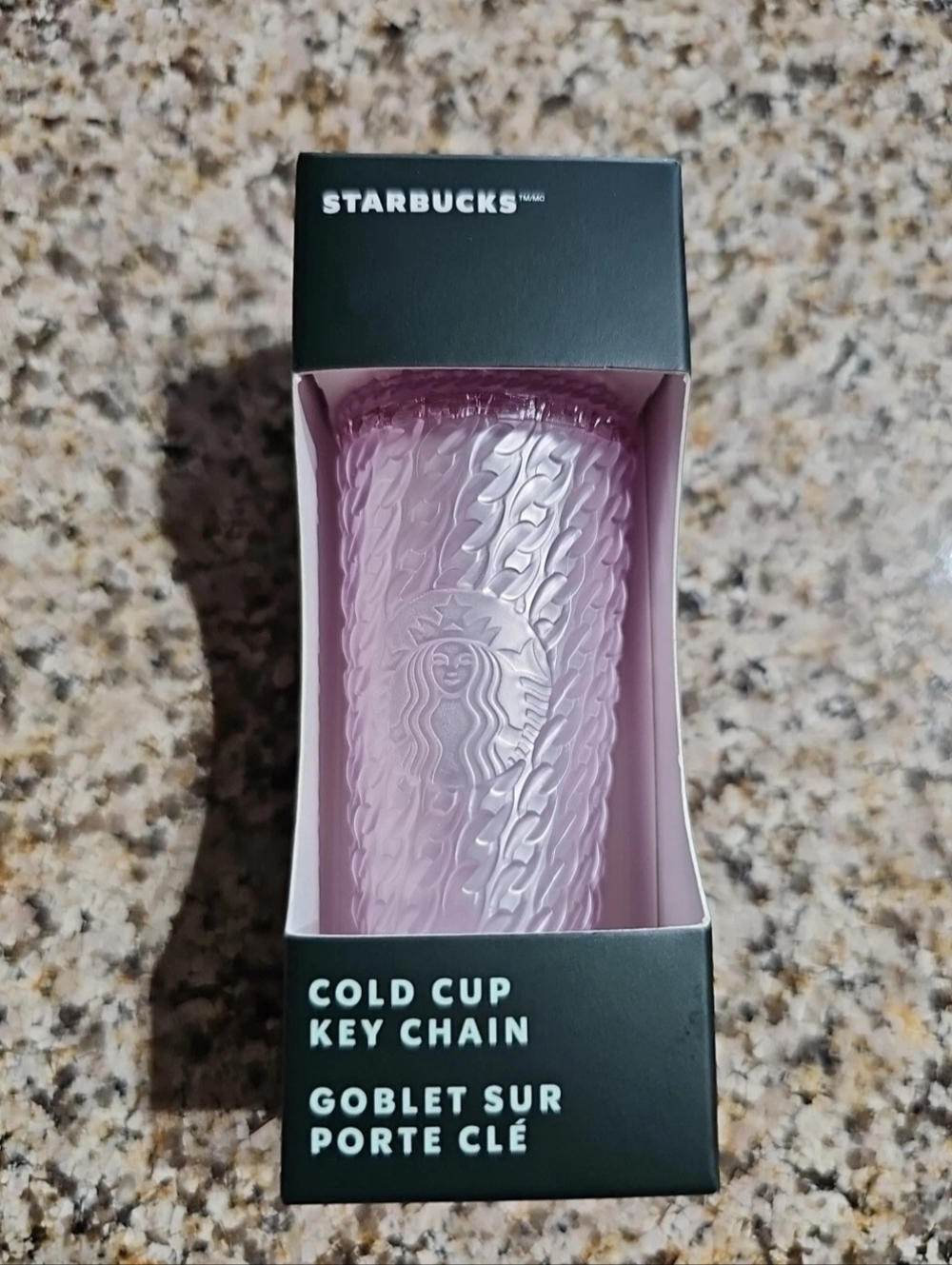 Starbucks Limited 2024 Light Pink Soft Touch Chain Link Cold Cup Keychain.